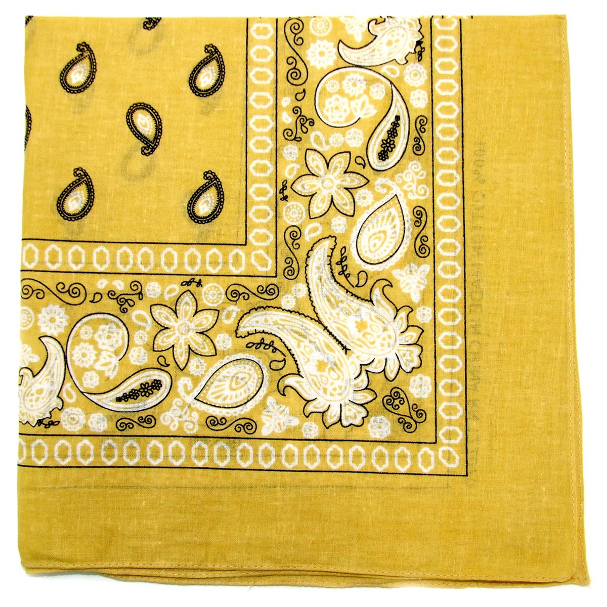 Paisley One Dozen Cowboy Bandanas (Beige, 22 X 22 in)