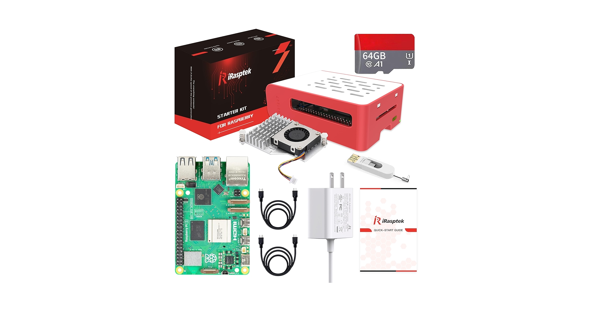 Amazon.com: iRasptek Starter Kit for Raspberry Pi 5 RAM 4GB