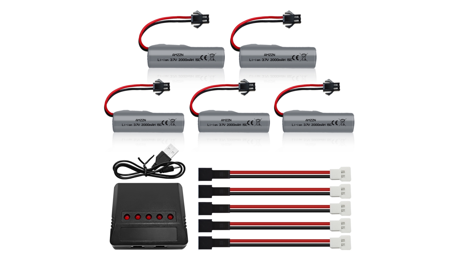 2Pcs 3.7V 2000Mah 15C Jst-2P Plug Lipo Batterie Avec Câble De