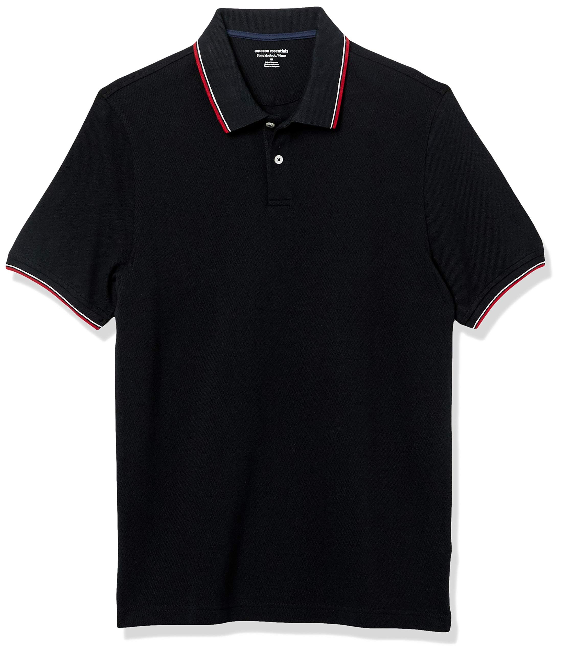 Amazon Essentials Men's Short Sleeve Slim-Fit Cotton Pique Polo Shirt, Breathable Collared