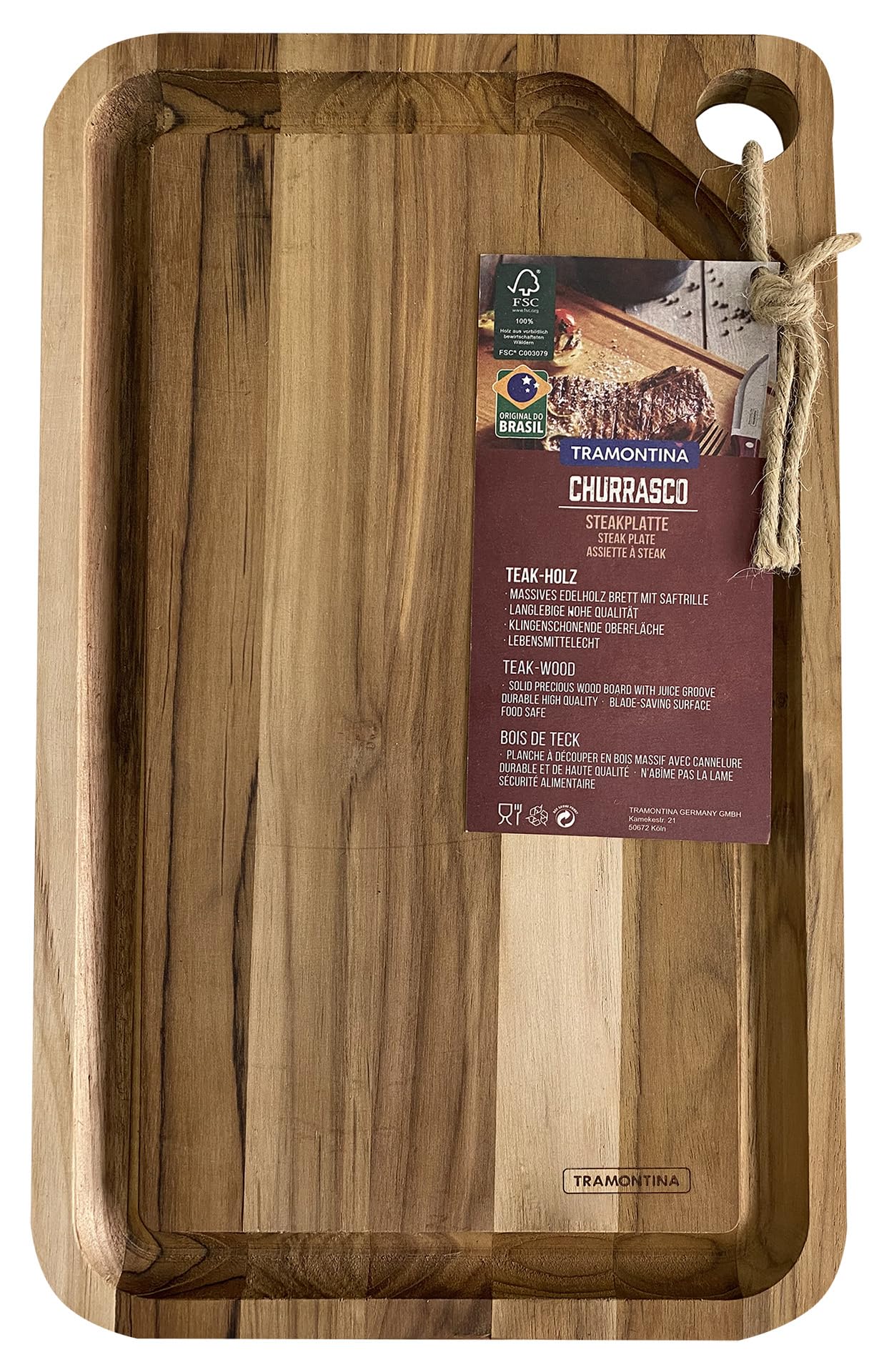 Tramontina Schneidebrett aus Teakholz, 49 x 28 cm, 13333/352, Braun