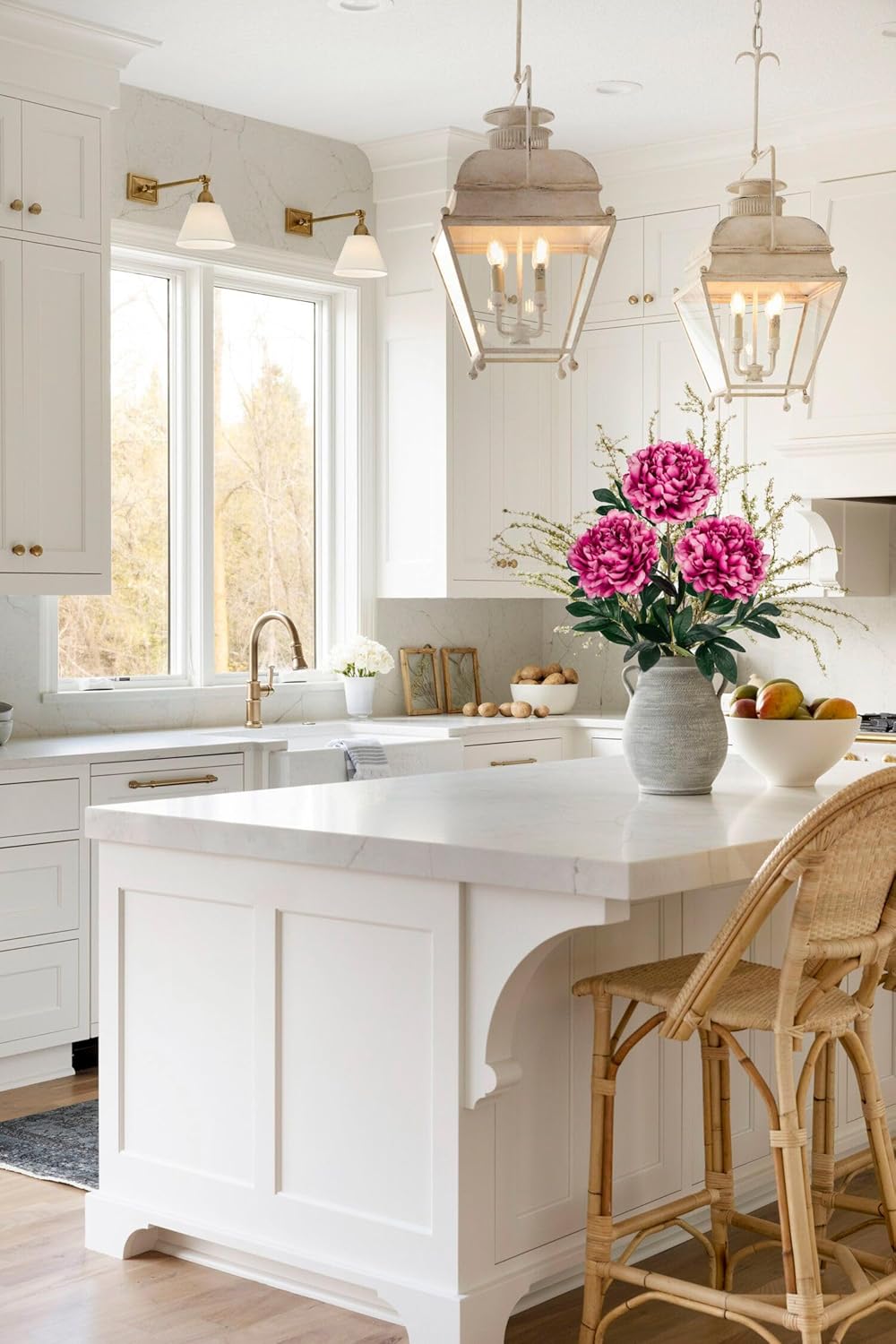 Briful 3PCS Fake Peonies Flowers 29.1'' Long Stem Silk Flowers Real Touch Artificial Flowers Shabby Chic Decoration for Home Office Vase Centerpiece Wedding Party(Magenta) - Image 3