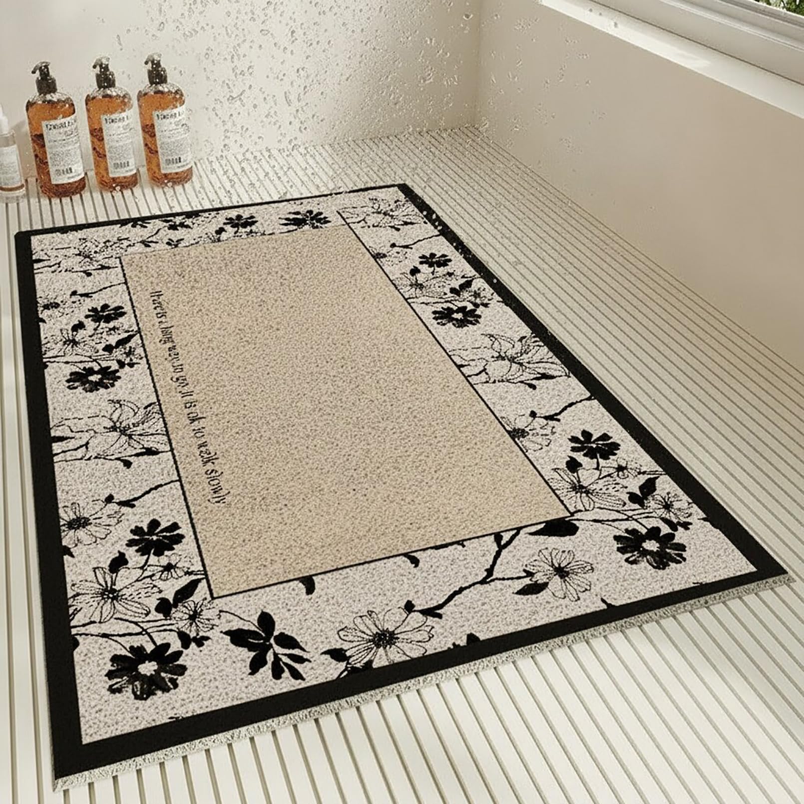 Alfombrilla de ducha antideslizante de 70 x 100 cm con drenaje, moderna simplicidad, antideslizante, tapete de baño de PVC suave para bañera, tapete de ducha de secado rápido para baño, alta