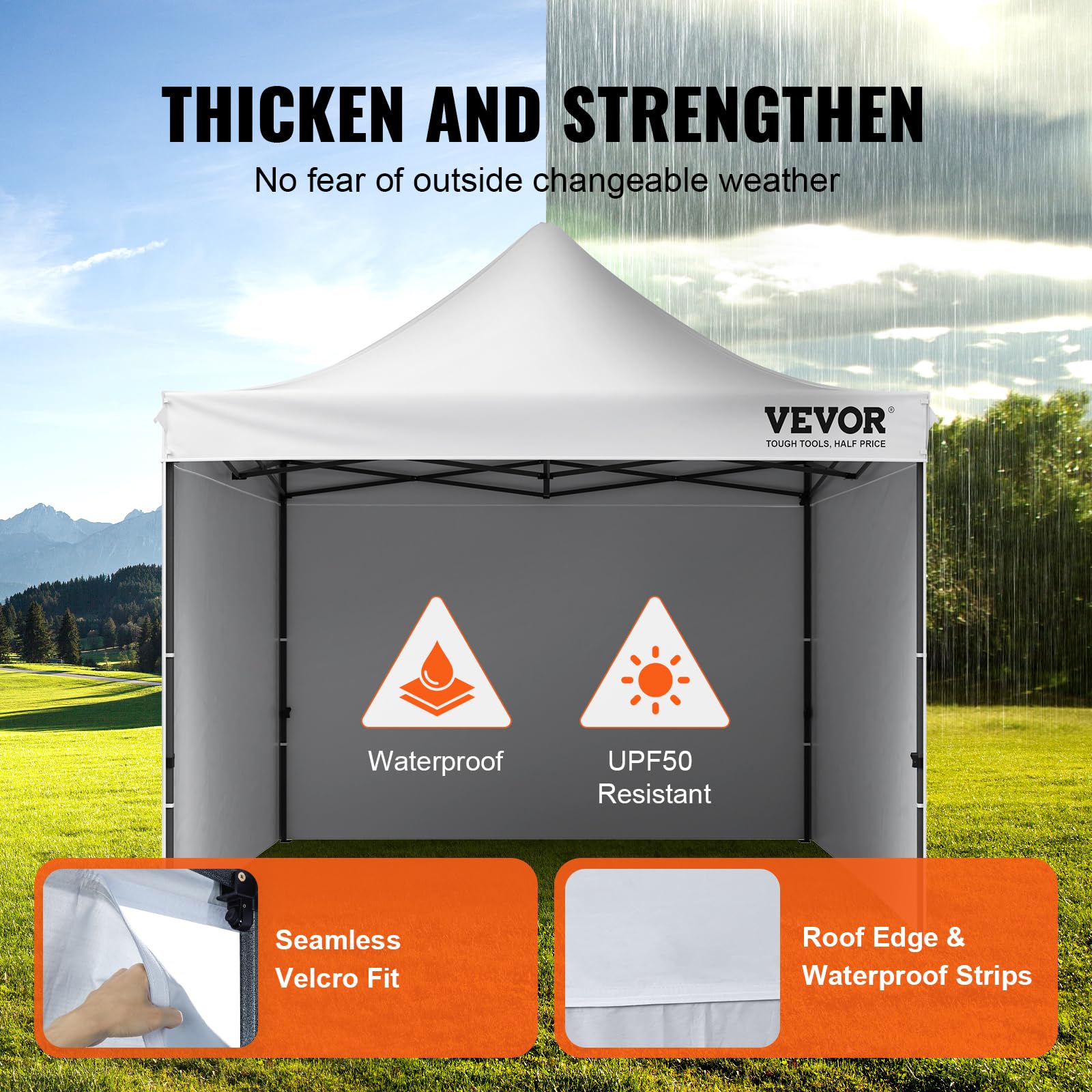 VEVOR Tonnelle Pop-up 304,8x304,8 cm Tente Tonnelle Jardin Parois Latérales Amovibles Sac à Roulettes Résistant aux UV Imperméable Tente Gazebo Portable pour Plein Air, Terrasse, Jardin, Fête, Camping