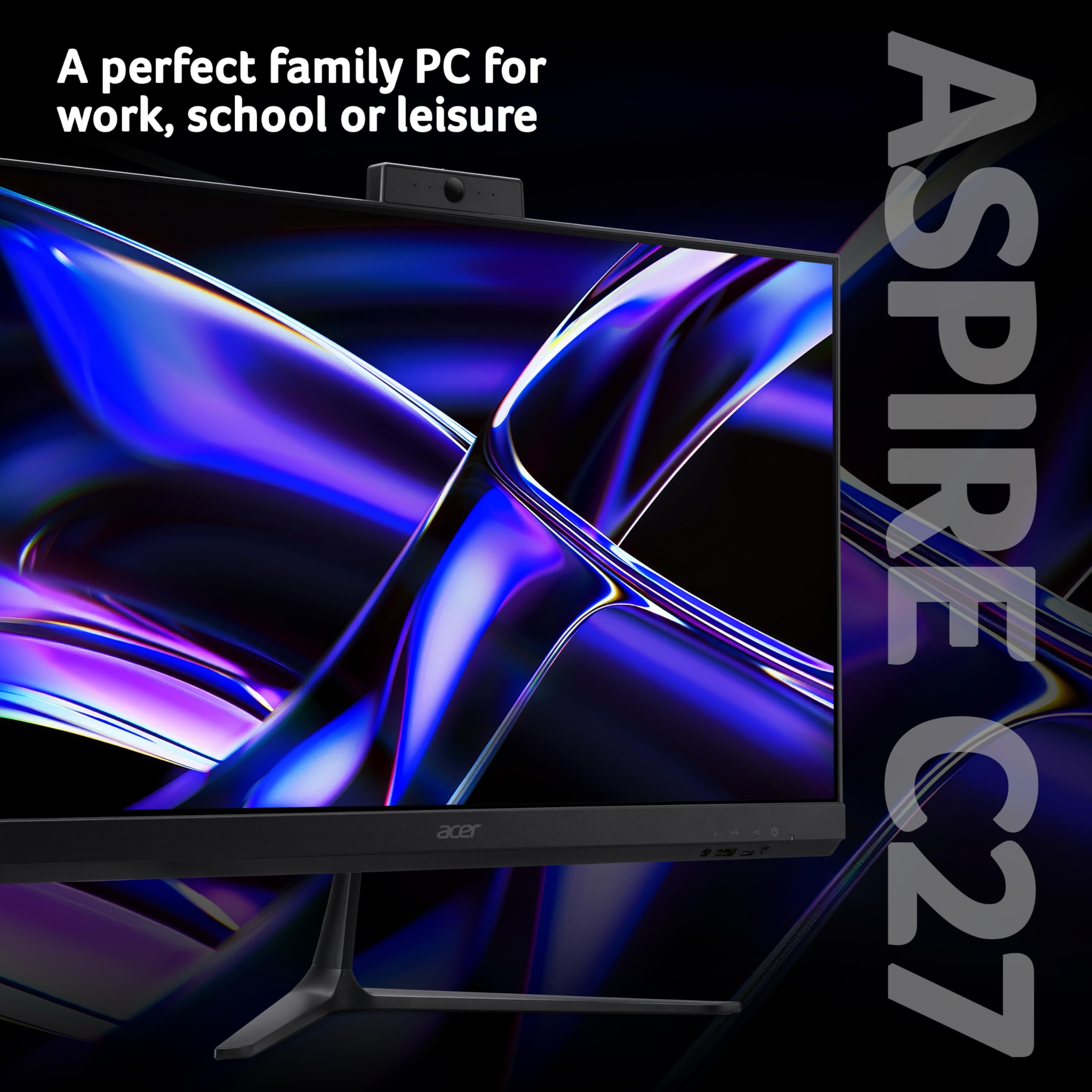 acer Aspire C27-2E All-in-One Desktop PC - Intel Core i5-13420H, 16GB, 1TB SSD, Integrated Graphics, 27" Full HD, Windows 11, Black — view 2