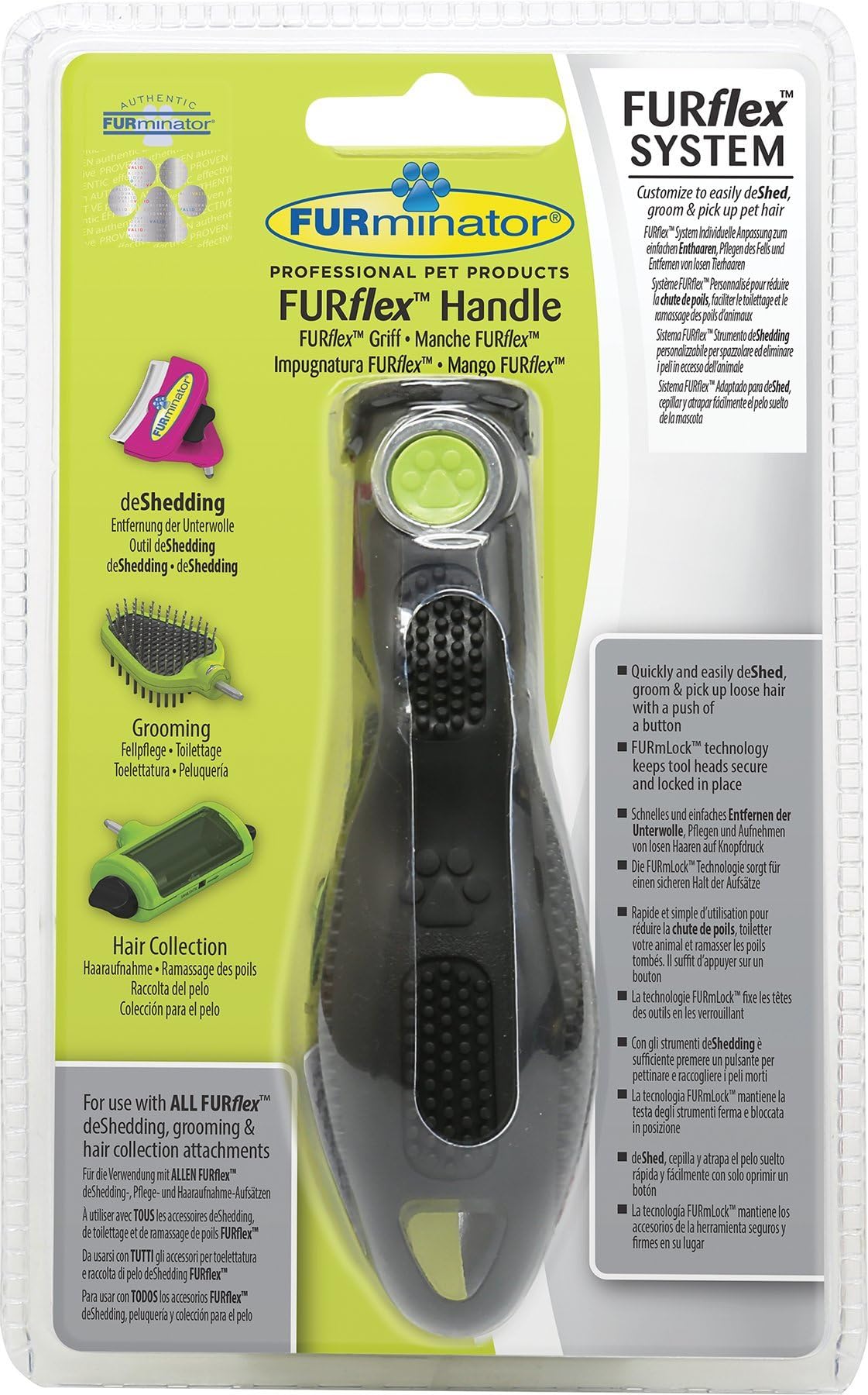 FURminator DeShedding Tool FURflex, Handle which Securely Attaches to All System Heads