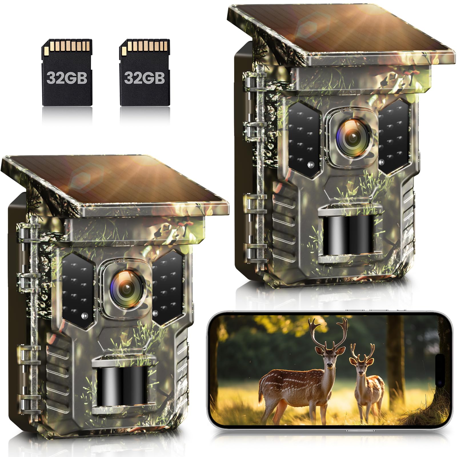 XTU Wildlife Camera WiFi Bluetooth - 4K 64MP Solar Trail Camera With Night Vision Activated Waterproof IP66,0.2s Trigger Speed,Built-in Lithium Battery Rechargeable (2 Pack)-image-35