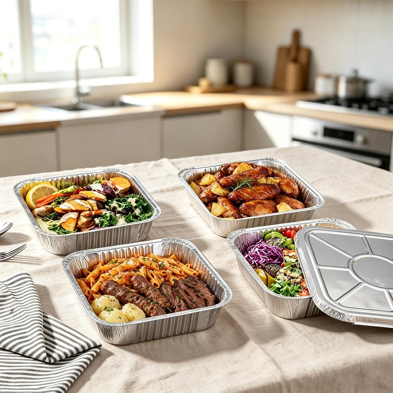 30 Pack 8x8 Inch Aluminum Pans with Lids,Disposable Baking Square Aluminum Foil Pans with Covers,Tin Foil Pans for Roasting, Air Fryer, Oven, Cooking, Heating Cakes, Meal Prep,Storage and Freezer