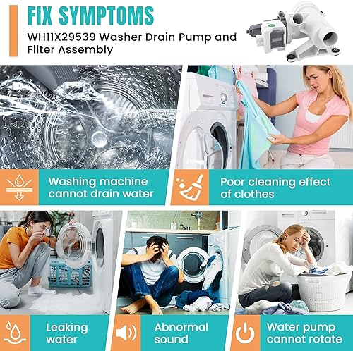 Miniatura 4 de WH11X29539 Filtro de bomba de drenaje para lavadora de carga frontal G-E PD00094541 WH11X39237 AP8054992 PS16217203 EAP16217203 B25-3A04 PD00065822