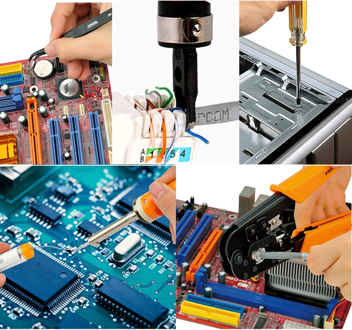 Kit de herramientas de mantenimiento de red profesional 17 en 1 con detector de electricidad y alicates de malla para electricistas y técnicos de TI