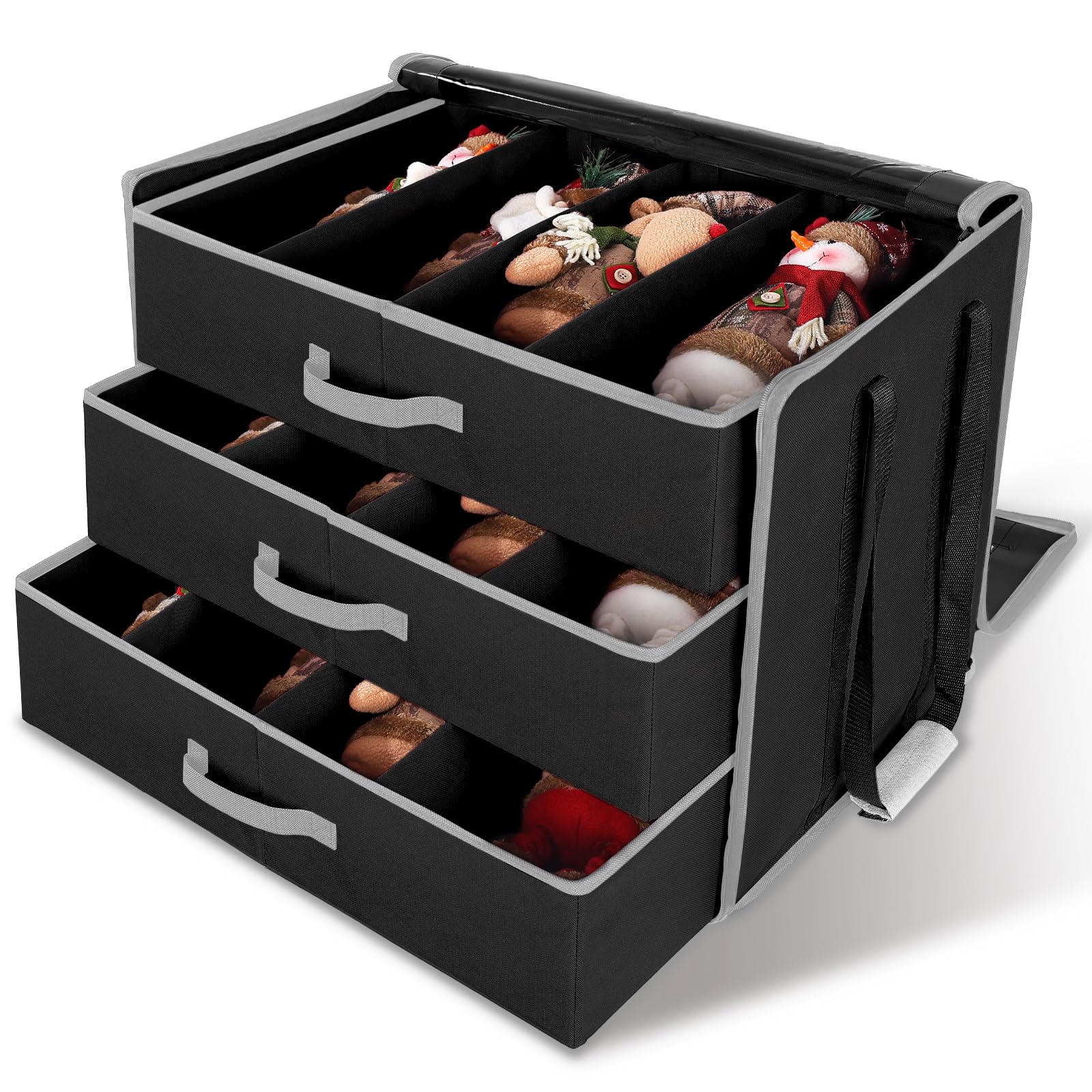 Aufbewahrungsbox Für Weihnachtsfiguren – Bis Zu 12 Nussknacker/Figuren, 44,5x39,4x35,6 Cm, Mit Trennwänden (rot)