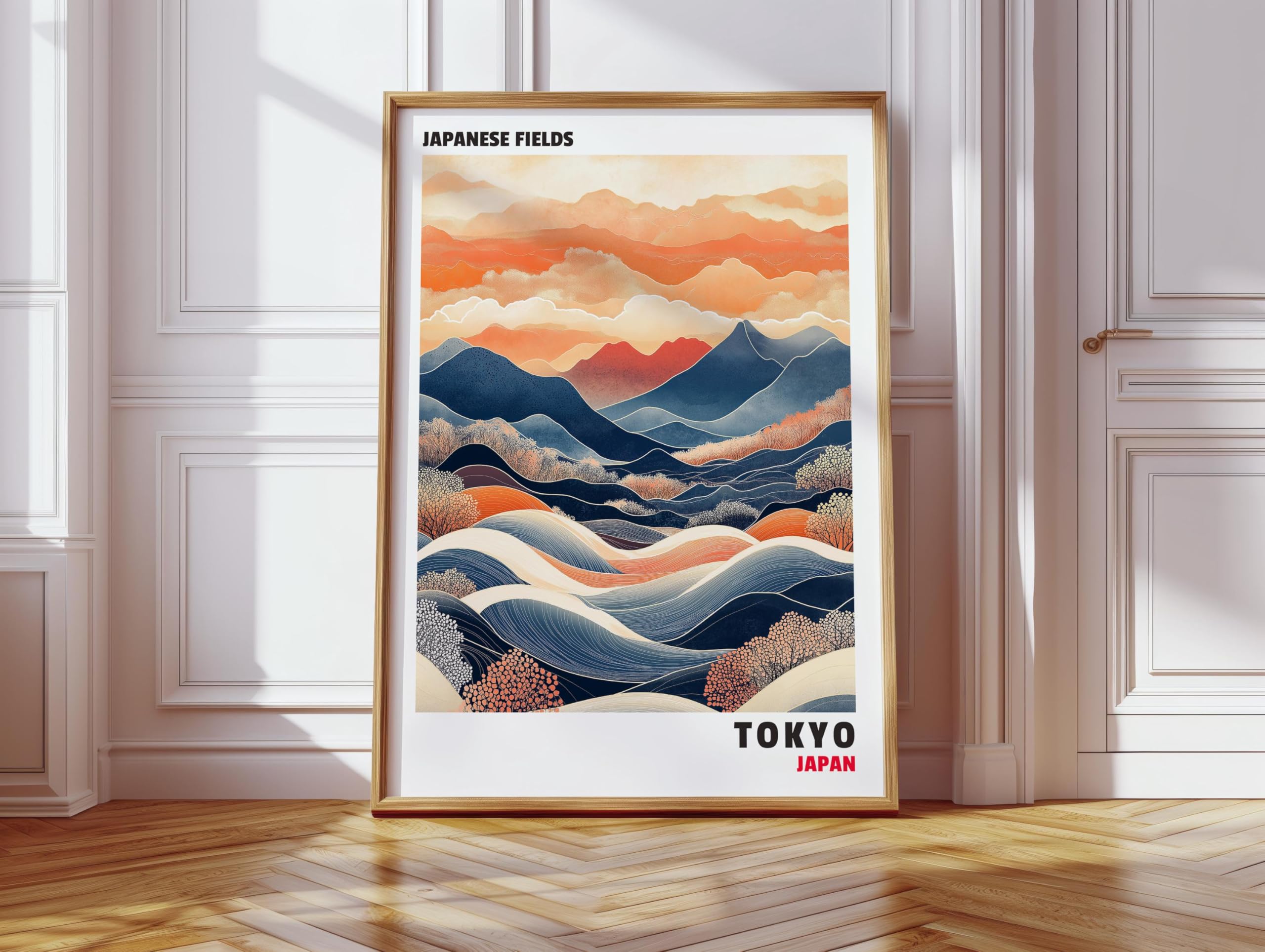 LMYCHENG Japanese landscape Blue Mountains Canvas Wall Art Print Living Room Wall Decor (30x40cm / Inner Frame )
