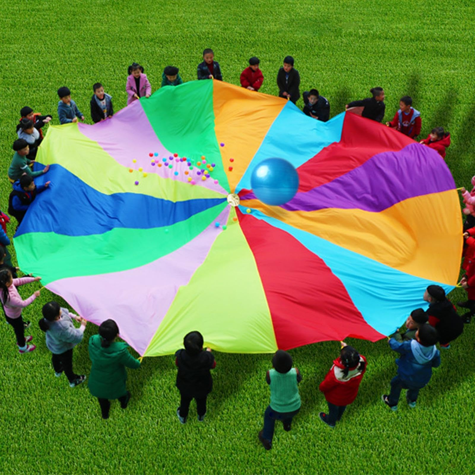 Genérico Paracaídas Colorido para niños, paracaídas de Juego con Asas - Juguetes de Tela con paracaídas para niños,con Asas, Tela, arcoíris, Tienda, Juego, desarrollar, Conciencia del Equipo