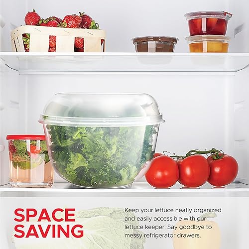 Miniatura 3 de Tafura Conservador de lechuga para refrigerador, lechuga crujiente, protector de verduras con tapa, contenedor de almacenamiento de lechuga con