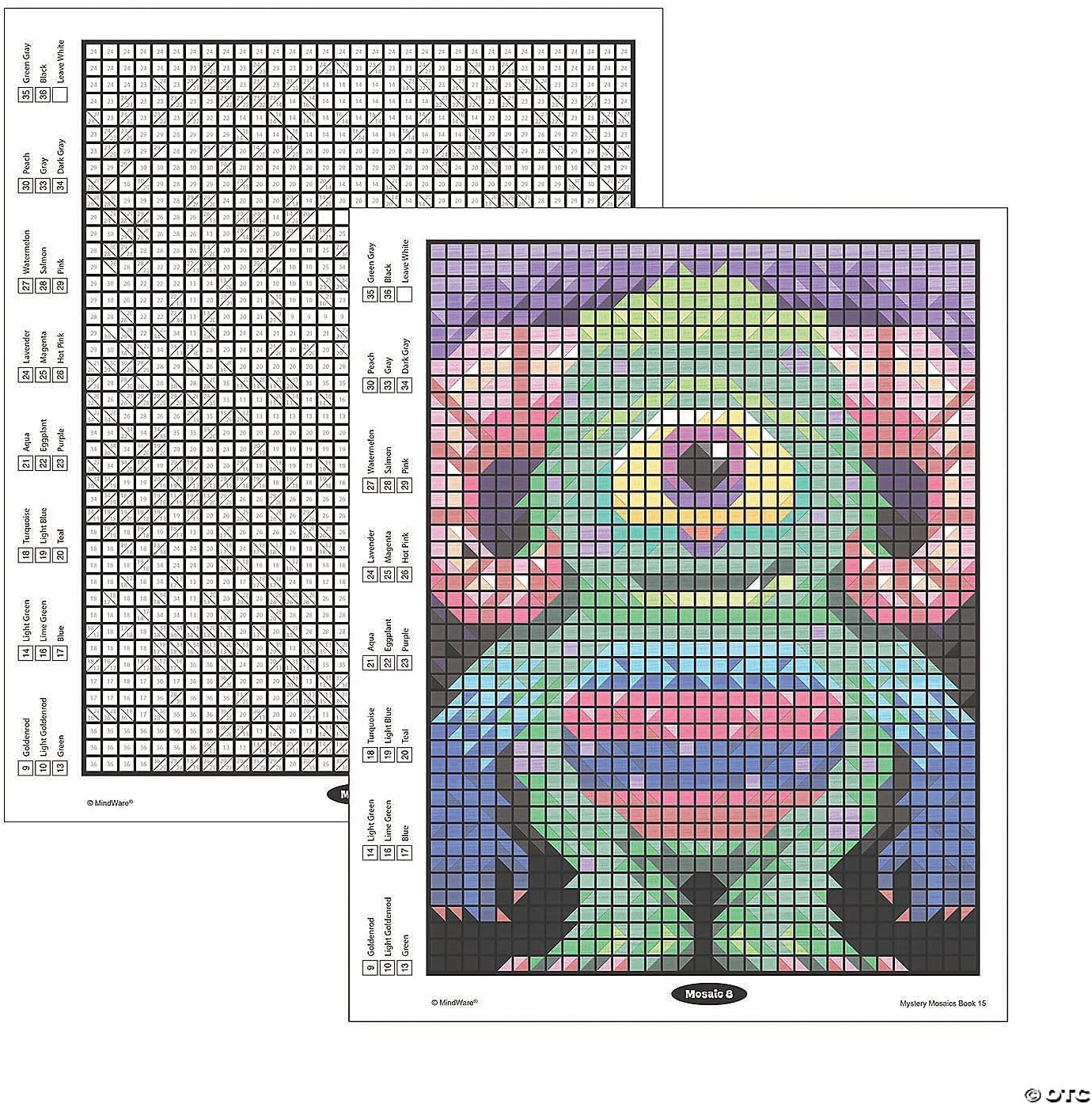 MindWare Color by Number Mystery Mosaics Book 15 – Number-Guided Hidden-Image Coloring Activity Book, Ages 6+