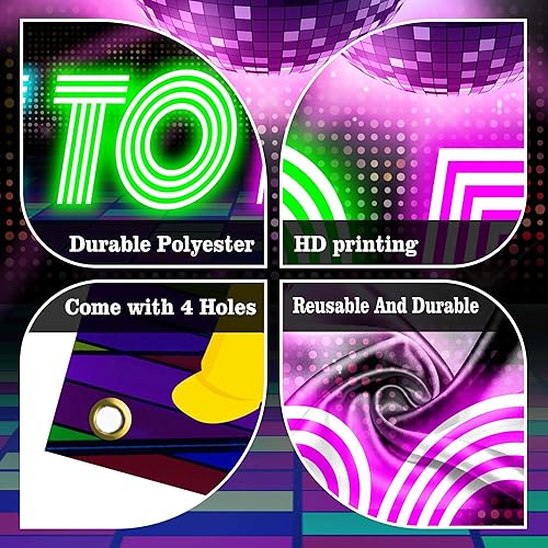 Miniatura 6 de Cartel de fondo de fiesta de discoteca Time to Boogie de los años 70 y 80 con temática retro de noche bailando, decoración de pared para fanáticos