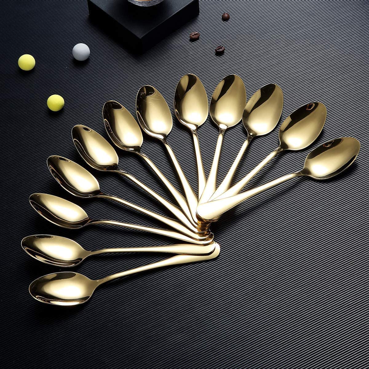 Buy VRCT 7.5" Golden Stainless Steel Titanium Plating Spoons Silverware, Dishwasher Safe