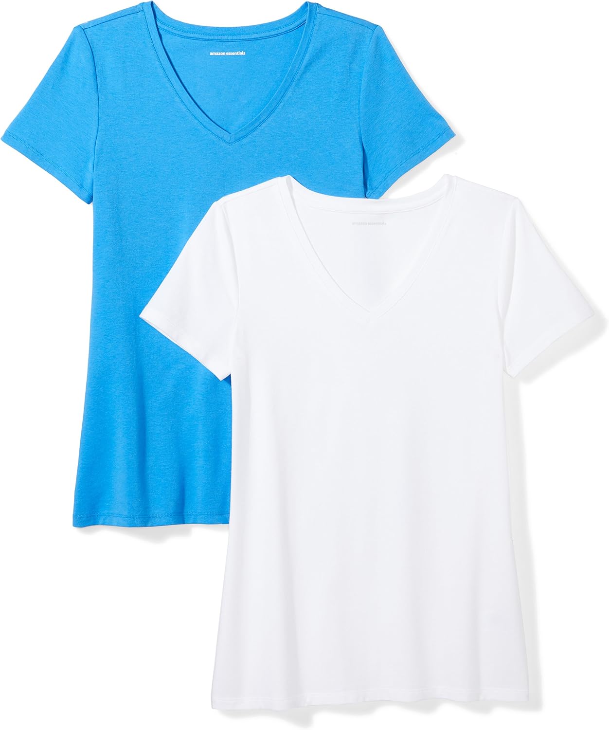 Amazon Essentials Women's Short Sleeve V-Neck T-Shirt, Pack of 2