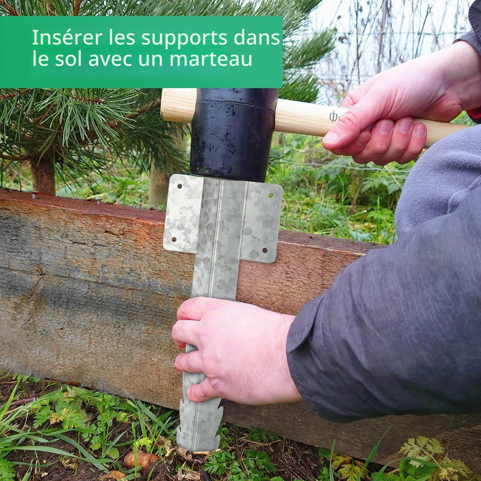 WOPPLXY Lot de 10 supports de traverses de chemin de fer – Piquets de traverses en bois robustes de 42 cm et de fixation – Ancrage de fixation de 40,6 cm pour traverse de chemin de fer, traverse de