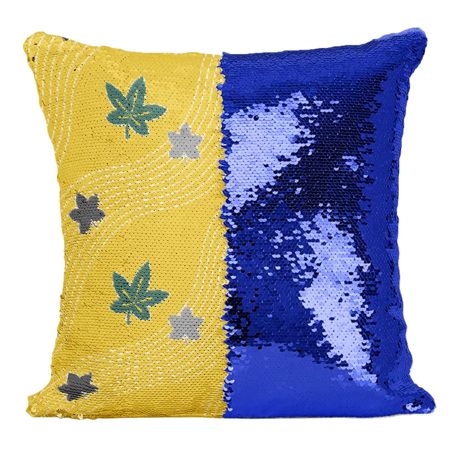 Coussin paillettes bleu pour salon zen au design japonais