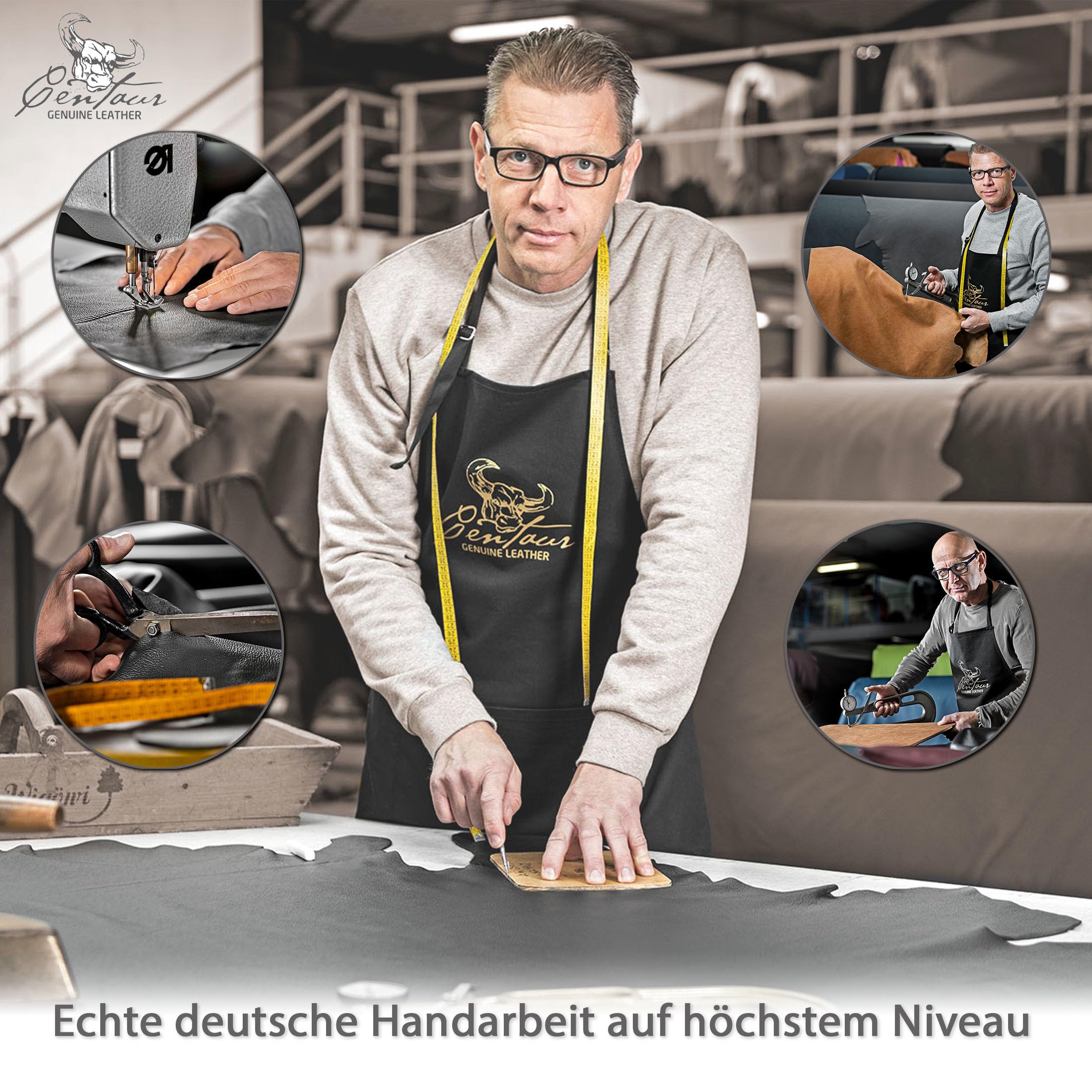 Centaur - Hochwertiges Leder Mousepad 25x18 cm Cognac Vintage - Vintage Mauspad aus echtem Leder - Unterlage für Computermaus - Leather Pad - Handarbeit Made in Germany