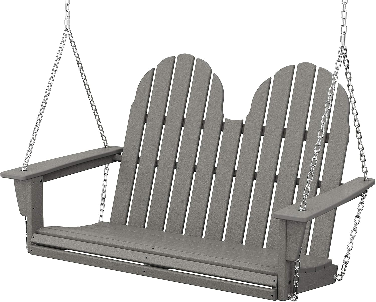 POLYWOOD® Vineyard Adirondack Chair Wood Swing, Black - Wooden Porch Swings Outdoor for Two