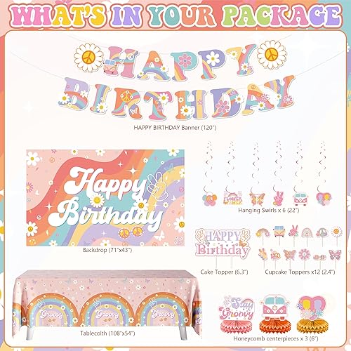 Miniatura 2 de Decoraciones de fiesta geniales, 112 piezas de decoraciones de cumpleaños geniales que incluyen pancarta, mantel de fondo, decoración de pasteles,