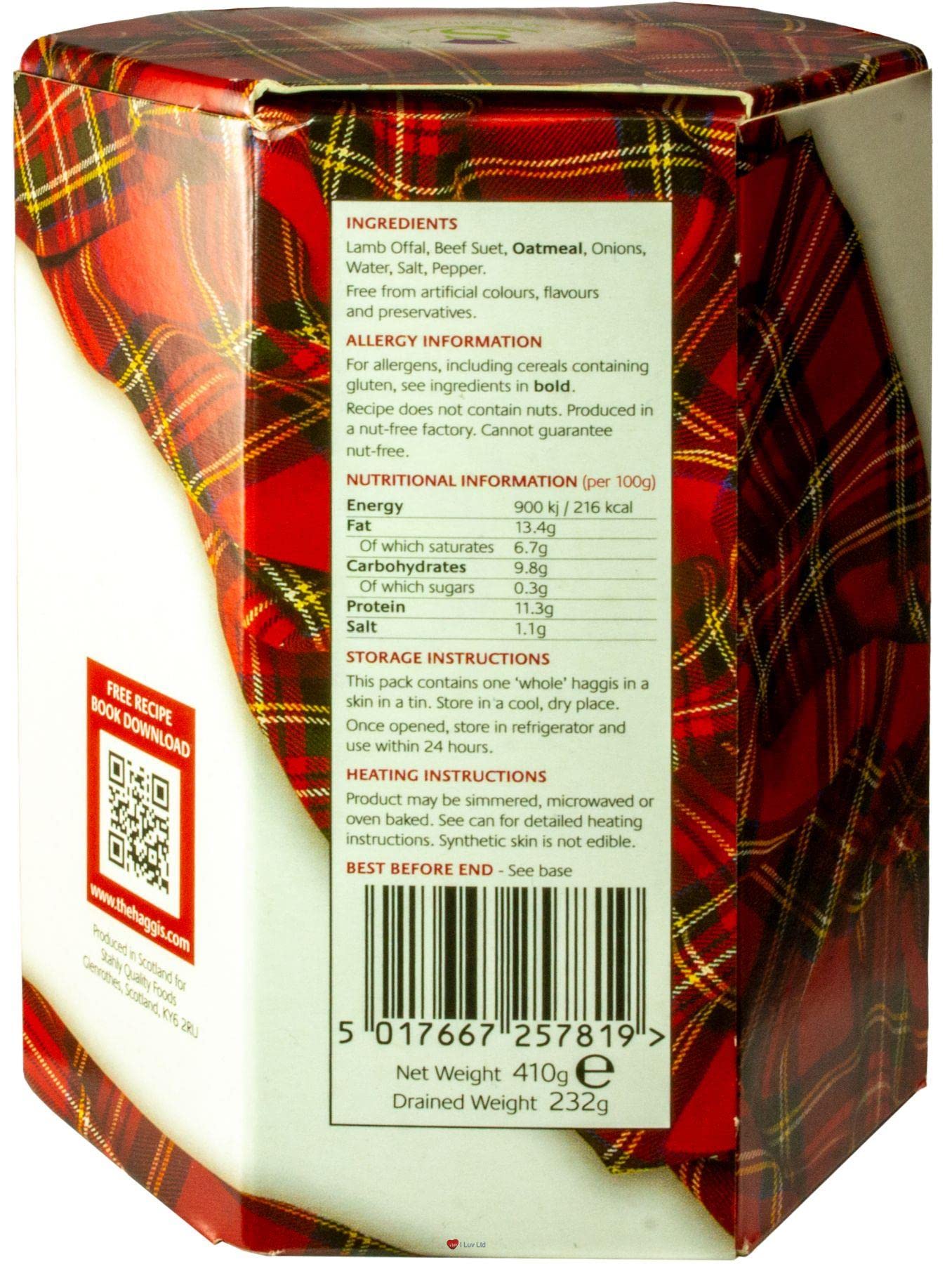 Pack de 3 Escoceses Scotch Haggis Comida Escocesa Regalos Plato Nacional de Escocia