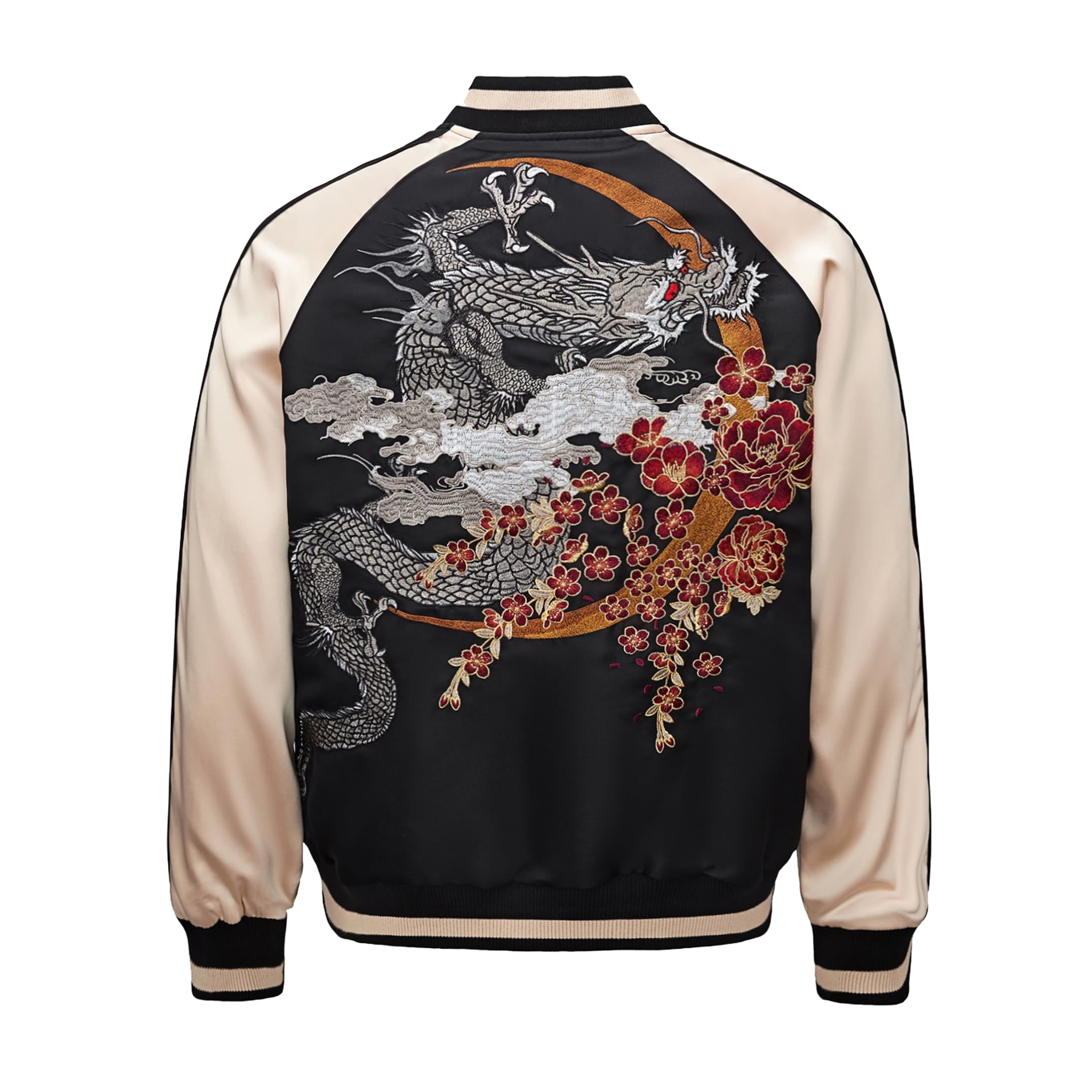 Amazon.co.jp: [East Rain] スカジャン 龍 柄 ゆったり 刺繍 秋冬