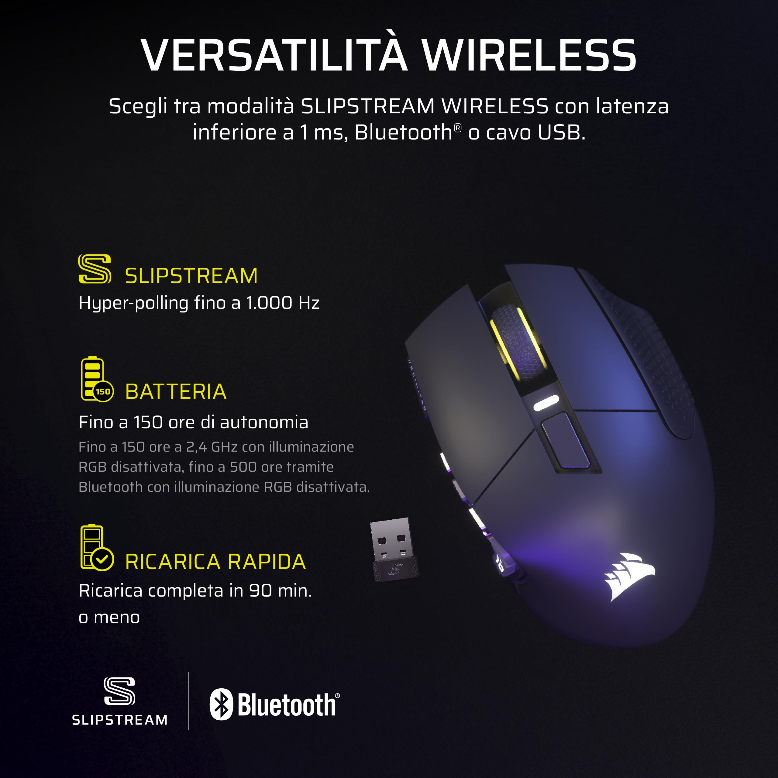 Corsair Mouse da gioco per PC MMO SCIMITAR ELITE WIRELESS SE – Gunmetal | 33.000 DPI, 16 pulsanti programmabili, cursore tasti, Elgato Virtual Stream Deck, polling a 1.000 Hz