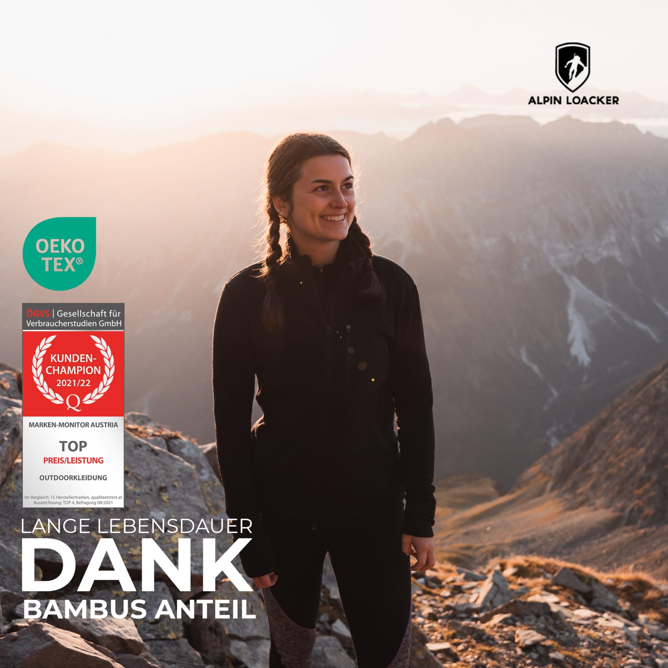 ALPIN LOACKER Merino Jacke Damen 270 g/m² I Merinowolle Fleecejacke atmungsaktiv I Wolljacke für Outdoor und Freizeit