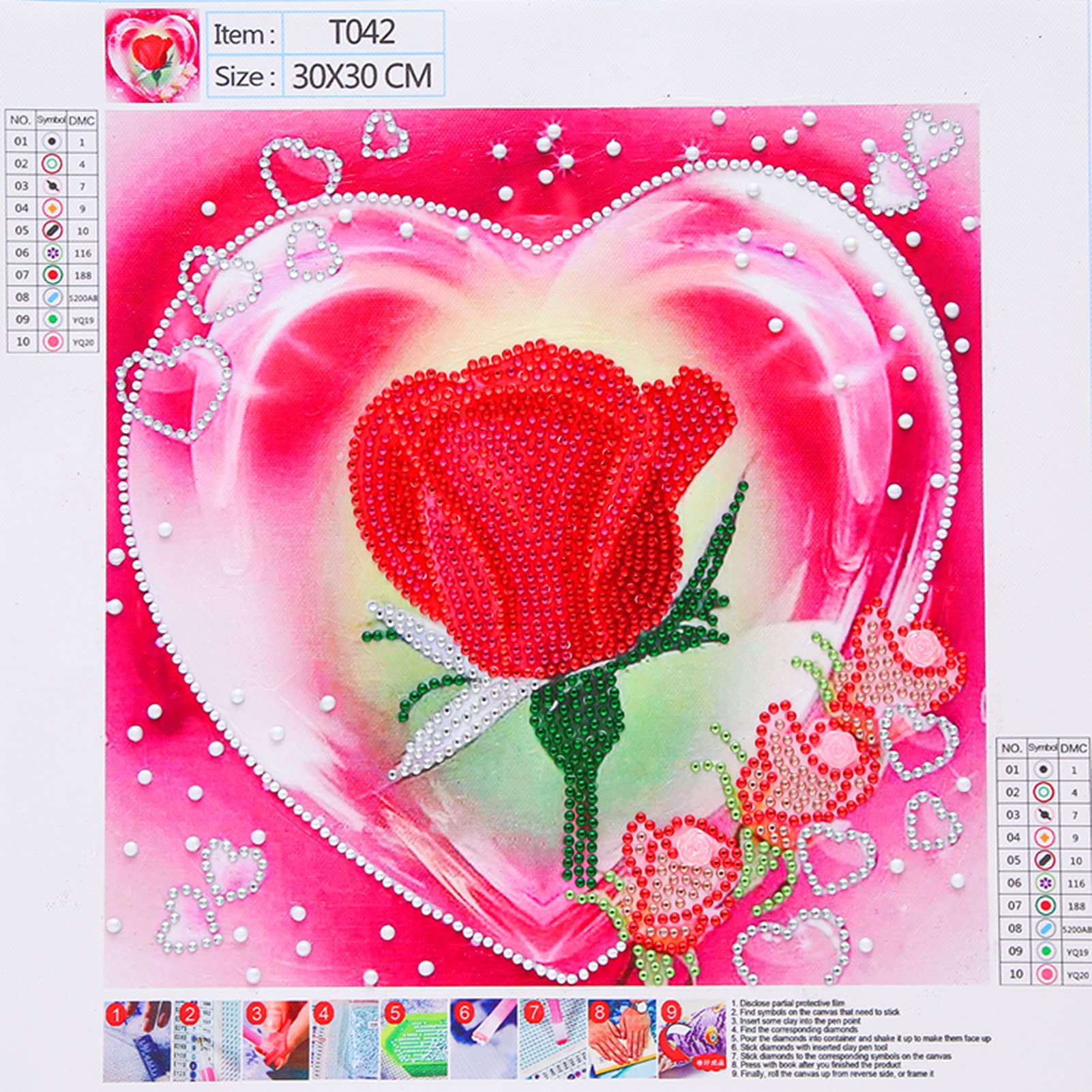 Kit Pittura Diamanti 5D Wowdecor - Rosa E Farfalle, 25x25 Cm, Tela E Strass Inclusi