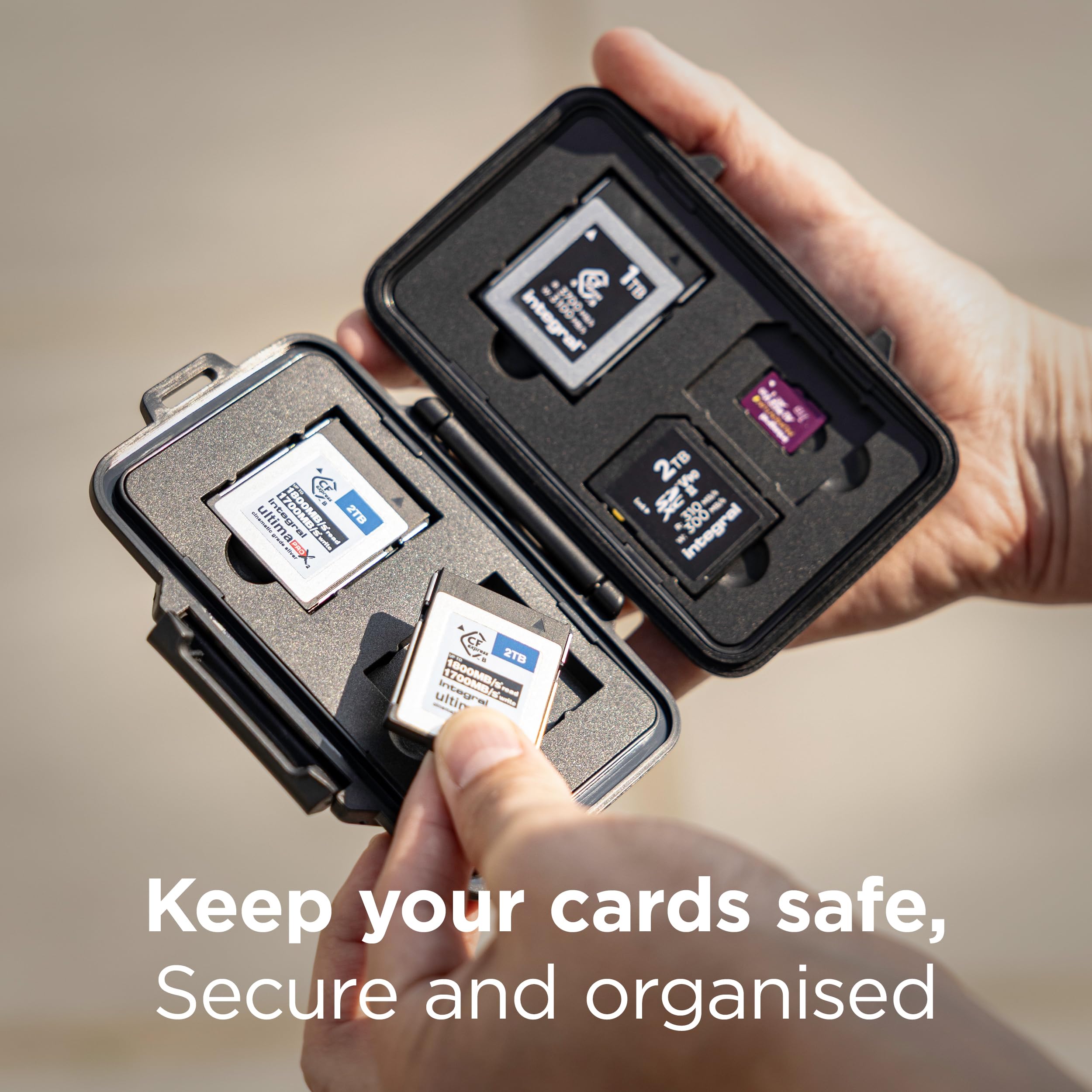 UKCOCO Custodia Porta SD In Alluminio Argento – Impermeabile Con Anello In Silicone, Per Fotografia E Viaggi
