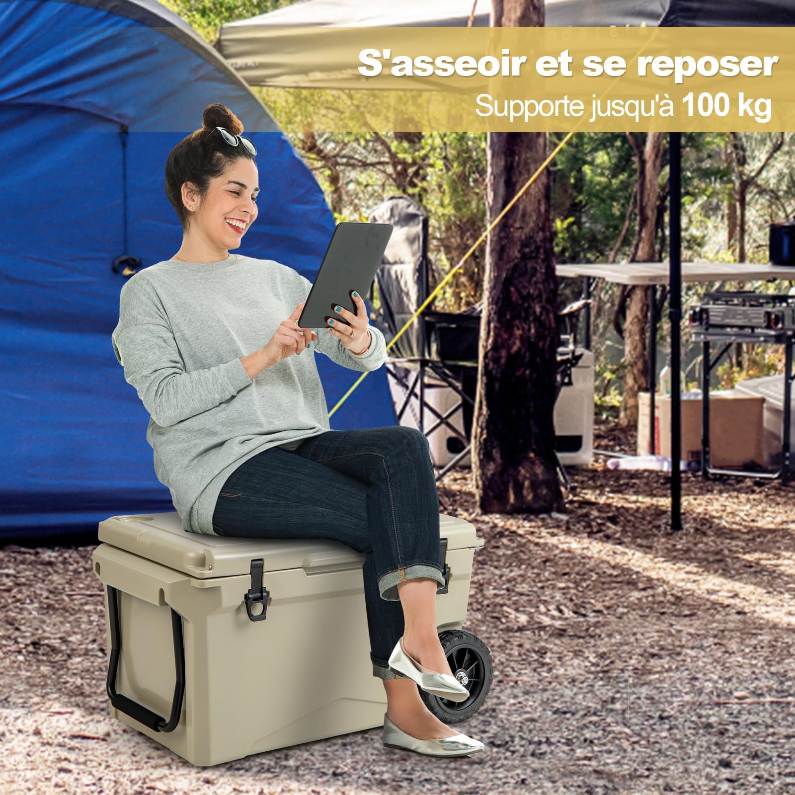 COSTWAY Glacière à roulettes/sans roulettes Portable 71/80/98 L | Glacière Rigide Isotherme Rétention de Glace de 5 à 7 Jours avec Bouchon de Vidange Poignée pour Camping Pique-Nique Pêche