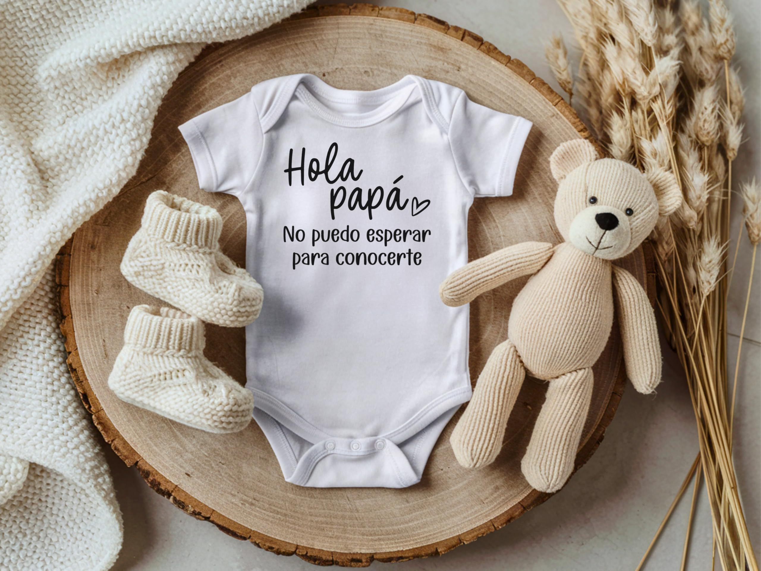 Hola Papá Spanish Pregnany Announcement Infant Bodysuit - Gift for New Dad to Be - Surprise Daddy Gift (White)