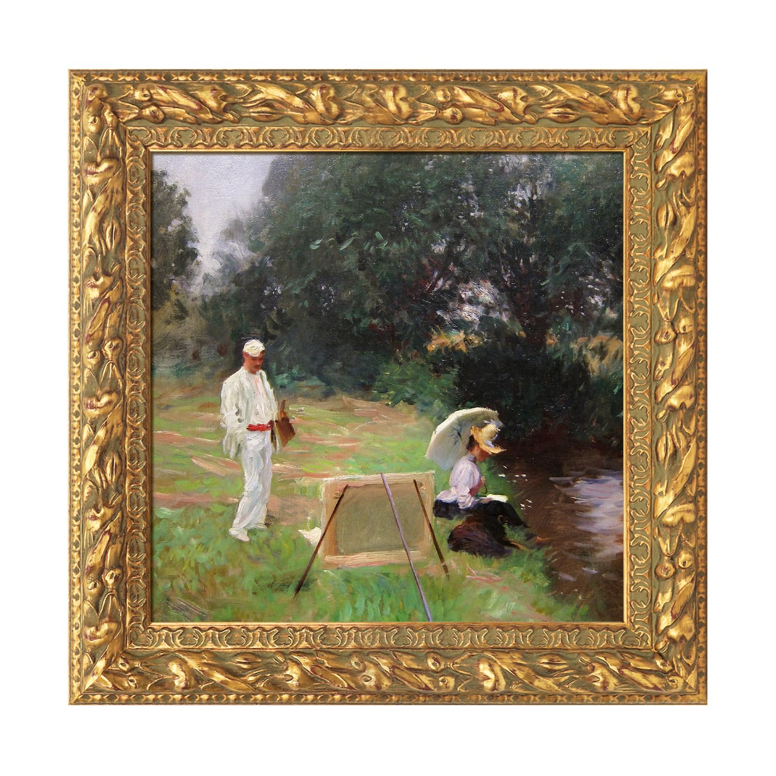 FOLKOR Canvas Frame for 12x12 Oil Paintings Art Prints, Finished Antique Gold 12x12 Wood Frame for Landscape Portrait, Ornate Art Frame for Gallery