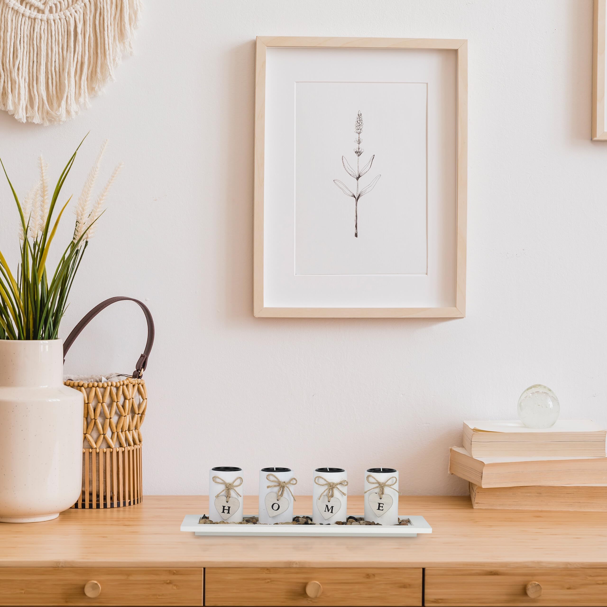 Portacandele Decorativo Con Vassoio E Sabbia - 3 Tea Light, Stile Shabby Chic, Grigio Bianco - Foto 6