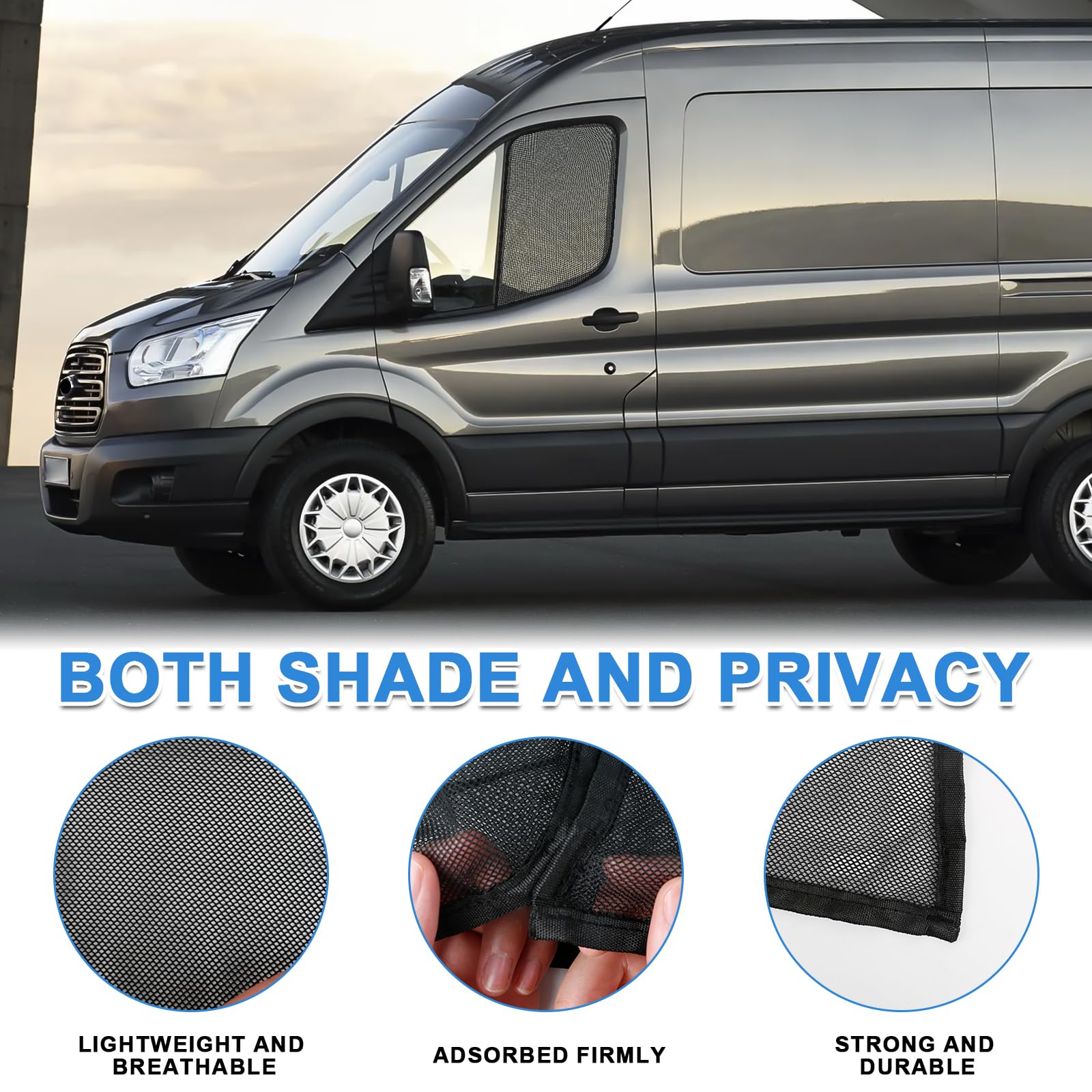 Insektenschutzgitter Kompatibel für Ford Transit MK8/MK9 2015-2024 Medium/High Roof, Magnetisches Insektennetz für Vordertüren (Paar) 2 Stück, Moskitonetze Atmungsaktiv Insekten für Outdoor Camping