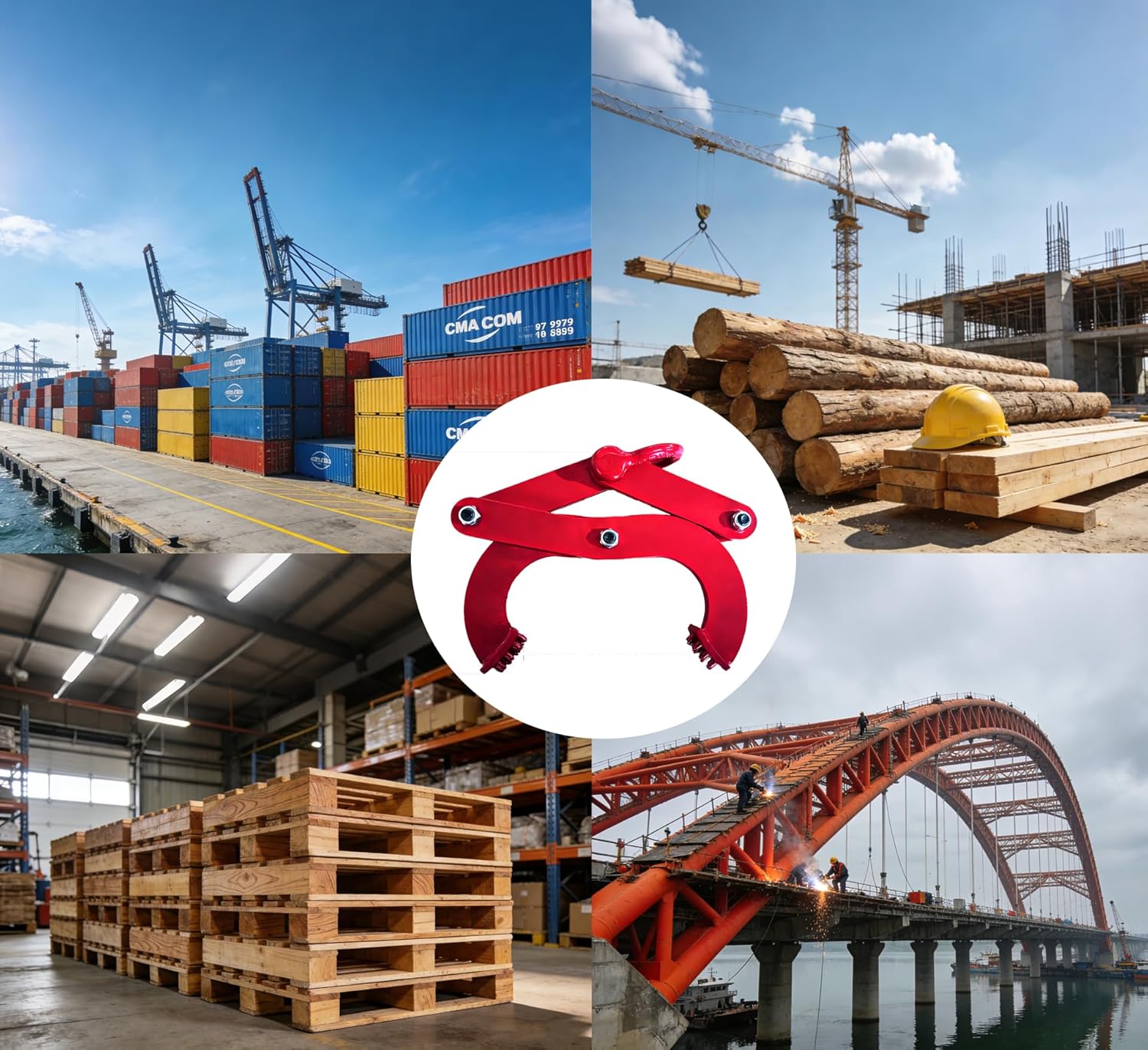 Pallet Puller Clamp, 1T/2250 LBS Pallet Jack Puller, Heavy Duty Pallet Puller for Pulling Pallets, Woods or Heavy Thing 5.5 Inch Jaw Opening (Red, 2250LBS)