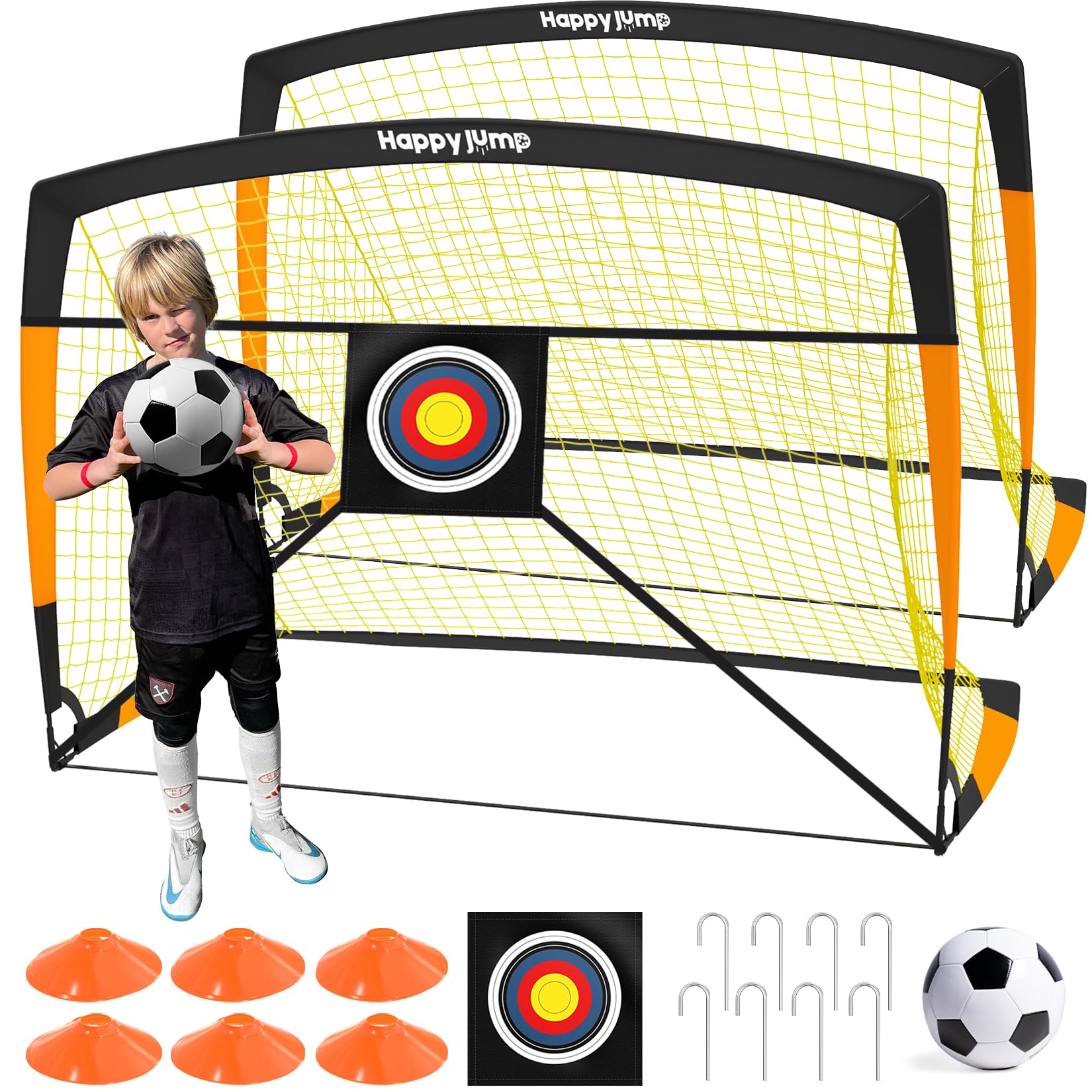 Happy Jump Kids Backyard Soccer Goals 7x5 &amp; 5x3.6 FT, Portable Outdoor Play