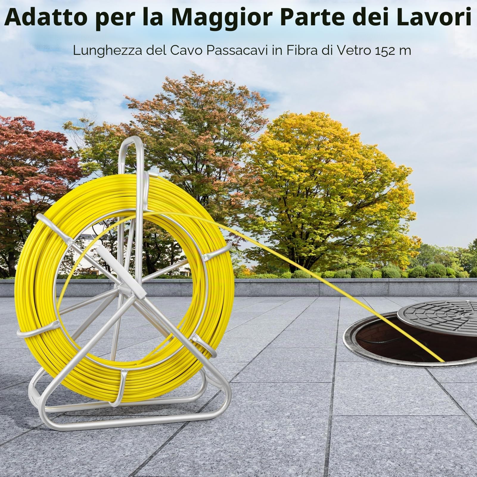 Sonda Passacavi, Sonda Elettricista 6mm 150m, Spirale Retrattile 150m, Molla Elettricista, Contenitori in Plastica per Lavori Elettrici Telecomunicazioni Cablaggio Dati