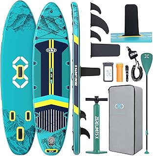 ZLX 11'6" Extra Wide Inflatable Stand Up Paddle Board SUP, Stable Non-Slip Deck Pad, Unique Fin System and Premium iSUP Accessories - Portable Backpack & Upgraded Pump for Adults, All Skill Levels