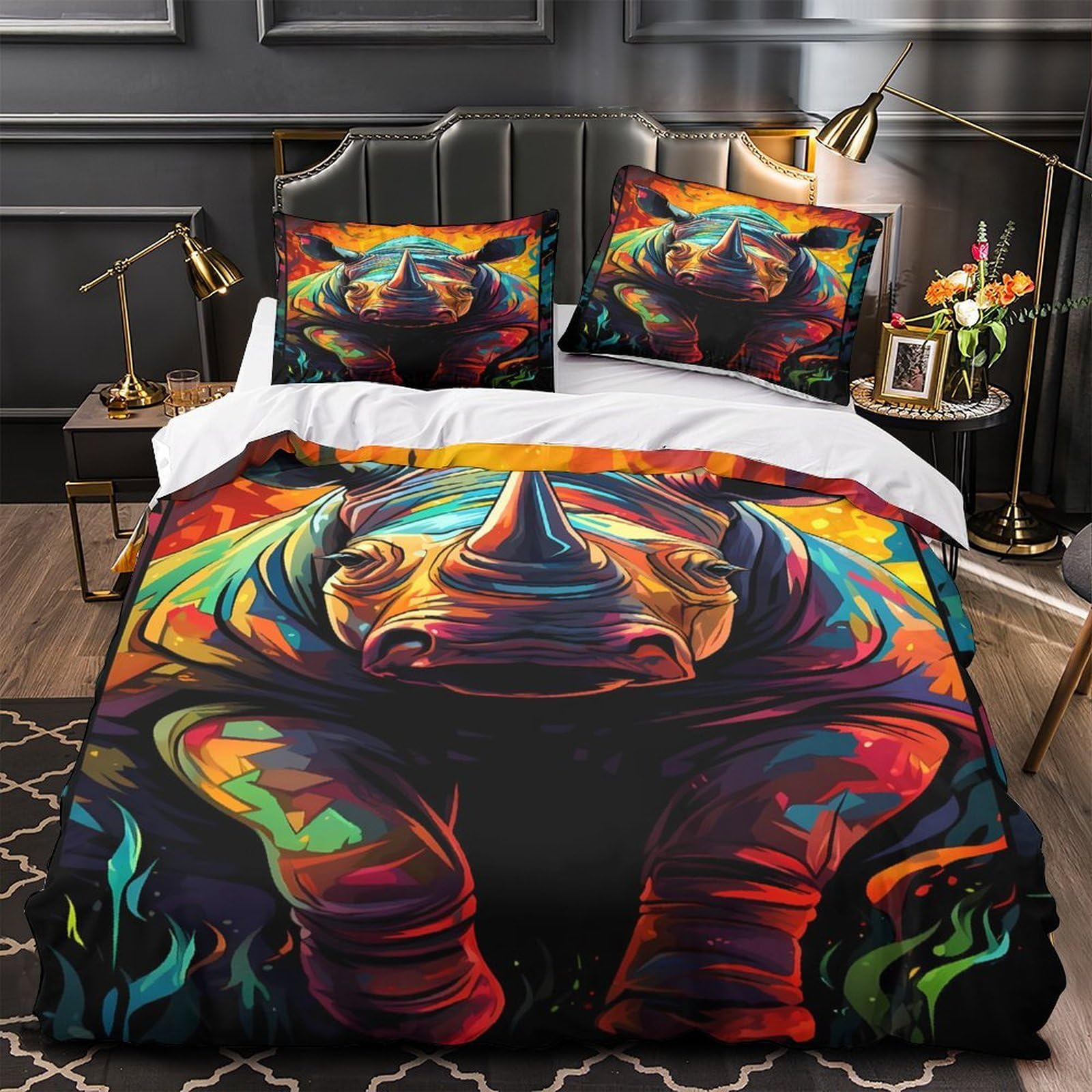 Housse de couette microfibre hypoallergique parure de lit 135x200cm motif éclair