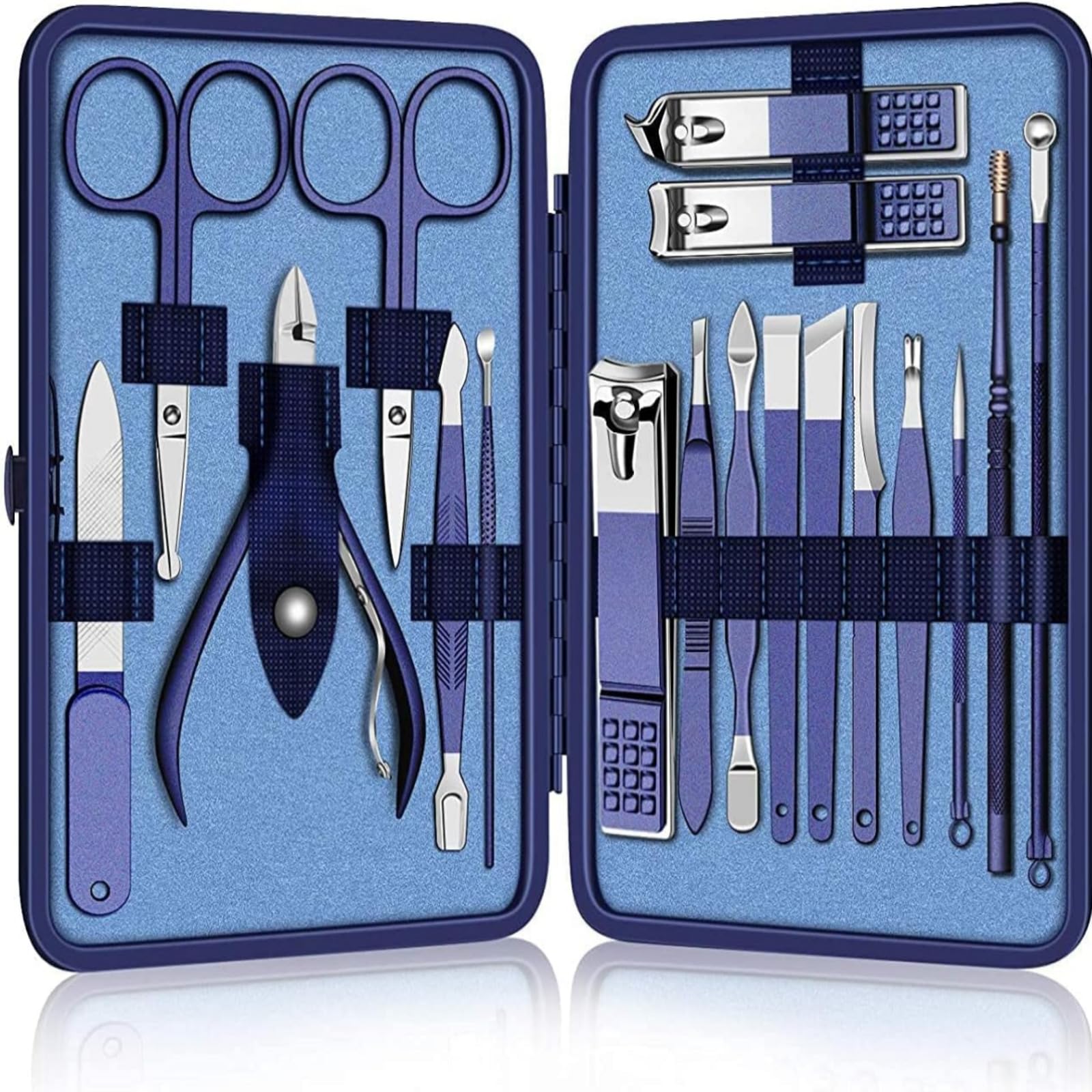 Nail Clipper Set,18 PCS Manicure Set Stainless Steel Professional Nail Clippers Pedicure Tools For Hand Foot & Face Care Gift For Men Women Friends And Parents - blue, 300.0 grams