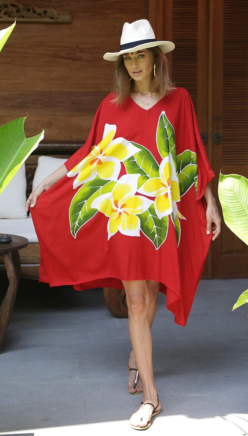 SHU-SHI Womens Short Beach Swimsuit Cover Up Poncho Dress Plus Size Kaftan - Image 6