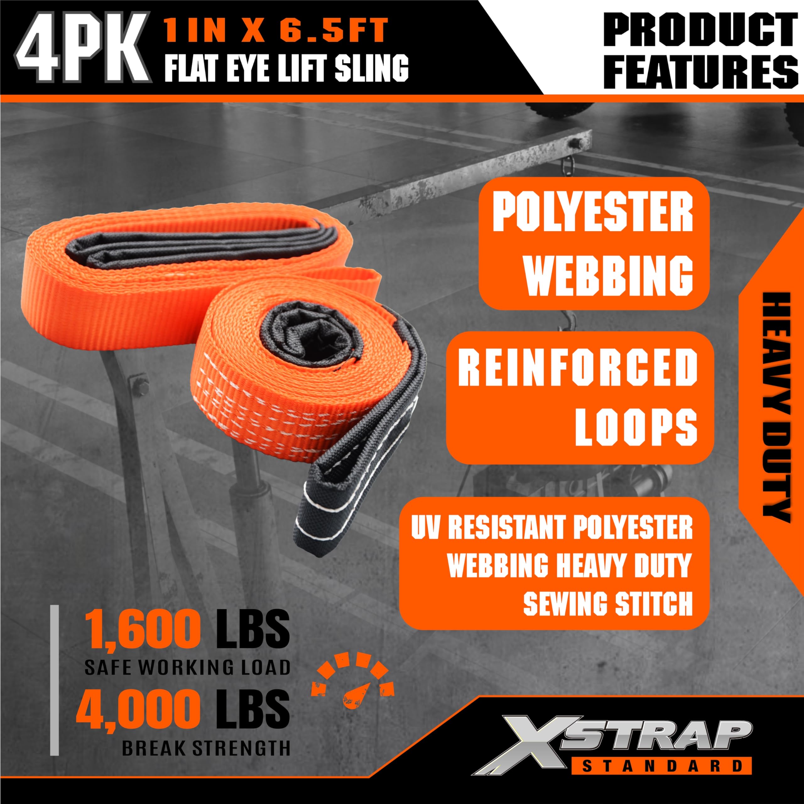 XSTRAP Lifting Slings - 4 Pack 1" x 6.5ft -6 XSTRAP Lifting Slings - 4 Pack 1" x 6.5ft -6
