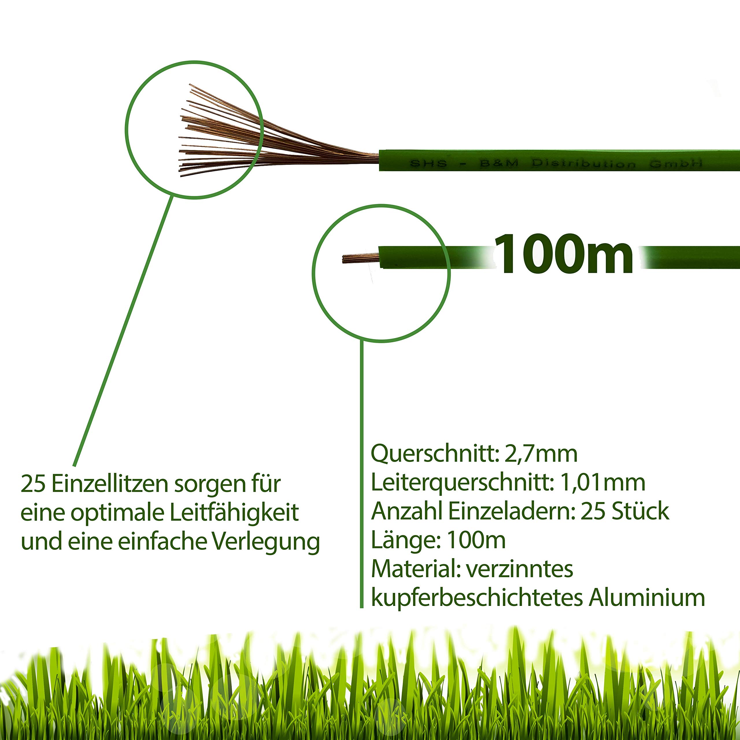 Kabel ograniczający 100 m + 300 szpikulców do wbijania w ziemię do kosiarki automatycznej, zestaw akcesoriów, drut ograniczający do kabli wyszukiwania – kompatybilny z