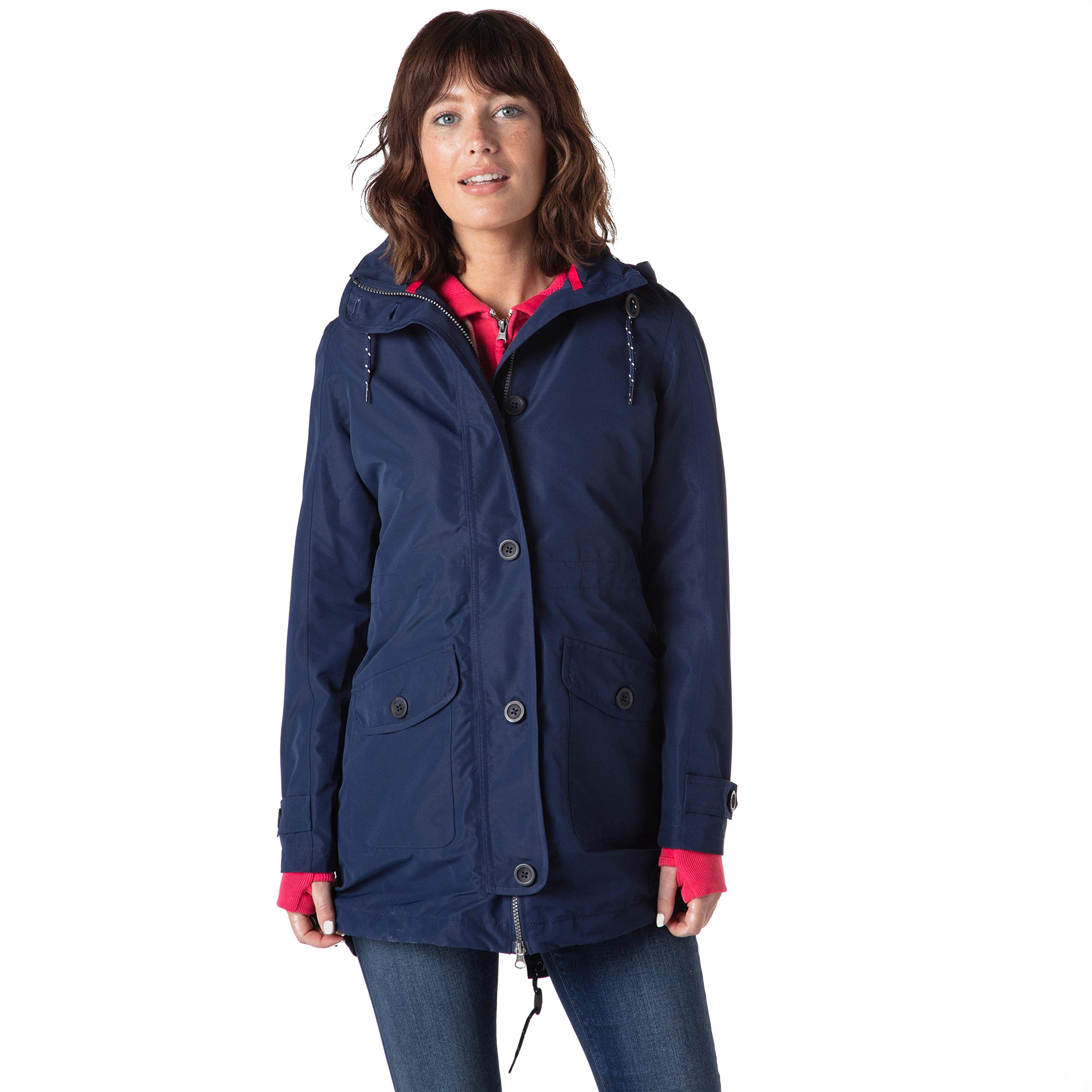 Peter Storm Women's Navy Oakwood Waterproof Jacket, Polyester, Hooded, Parka Coat Style, For Walking And Everyday Use (Uk, Numeric, 18, Regular, Regular, )