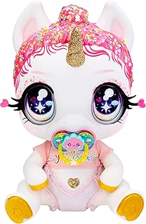MGA Entertainment Glitter Babyz Unicorn Baby Doll with Magical Color Changes, Pink Glitter Hair, â€œBelieve in Yourself â€ Outfit, Diaper, Shampoo Bottle, Pacifier Gift for Kids, Toy for Ages 3 4 5+