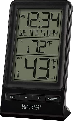 Miniatura 3 de La Crosse Technology 308-1415BW - Termómetro digital inalámbrico con tiempo, color negro